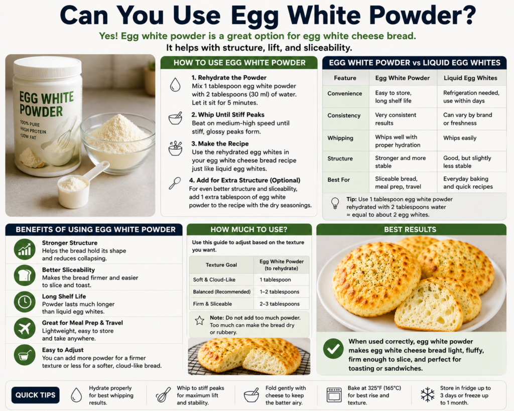 Egg white powder for cheese bread