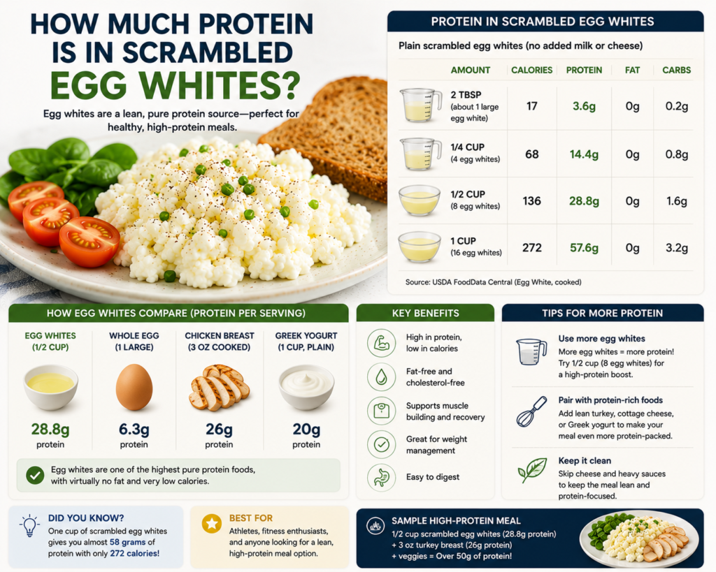 Protein content of scrambled egg whites