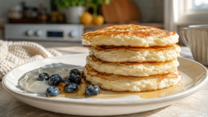 Egg white pancakes recipe with blueberries and yogurt