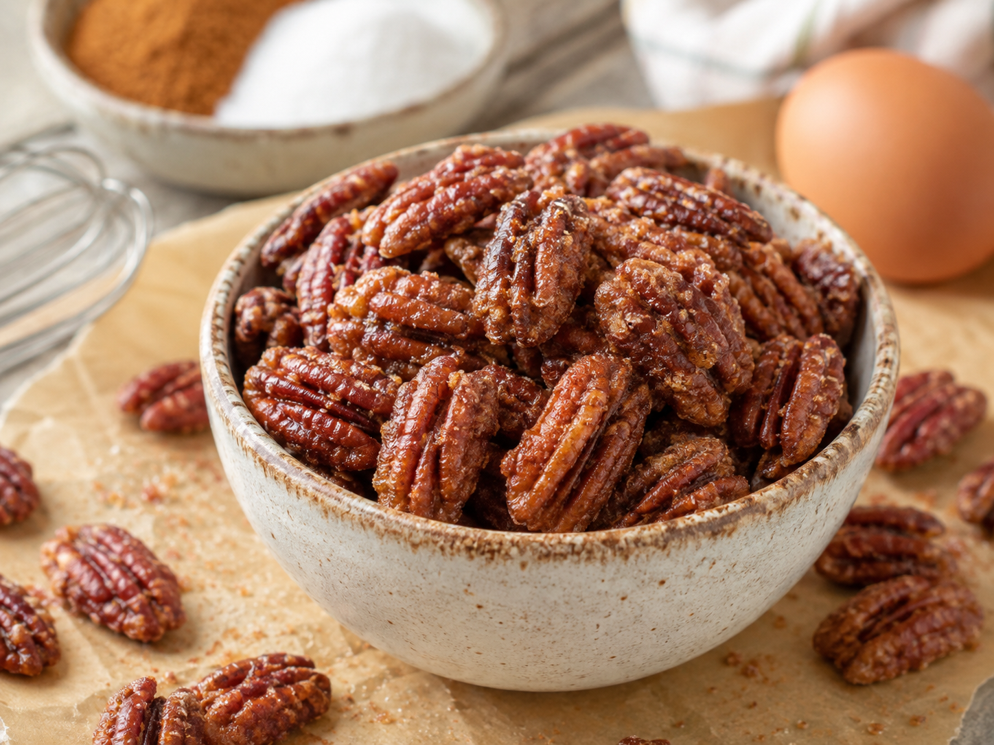 Candied pecans with egg white