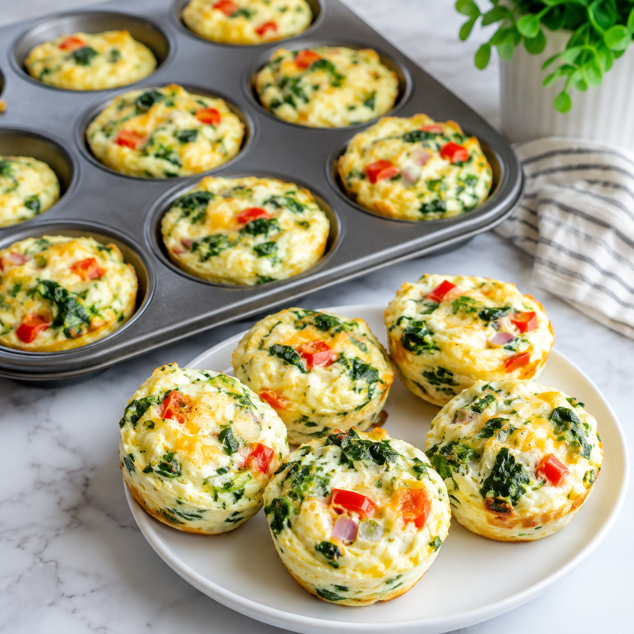 Egg White Cups Recipe with spinach, bell pepper and cheese