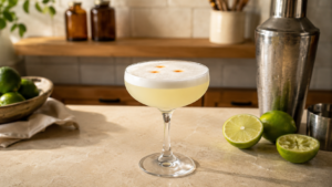 Pisco Sour with egg white foam, fresh lime and bitters