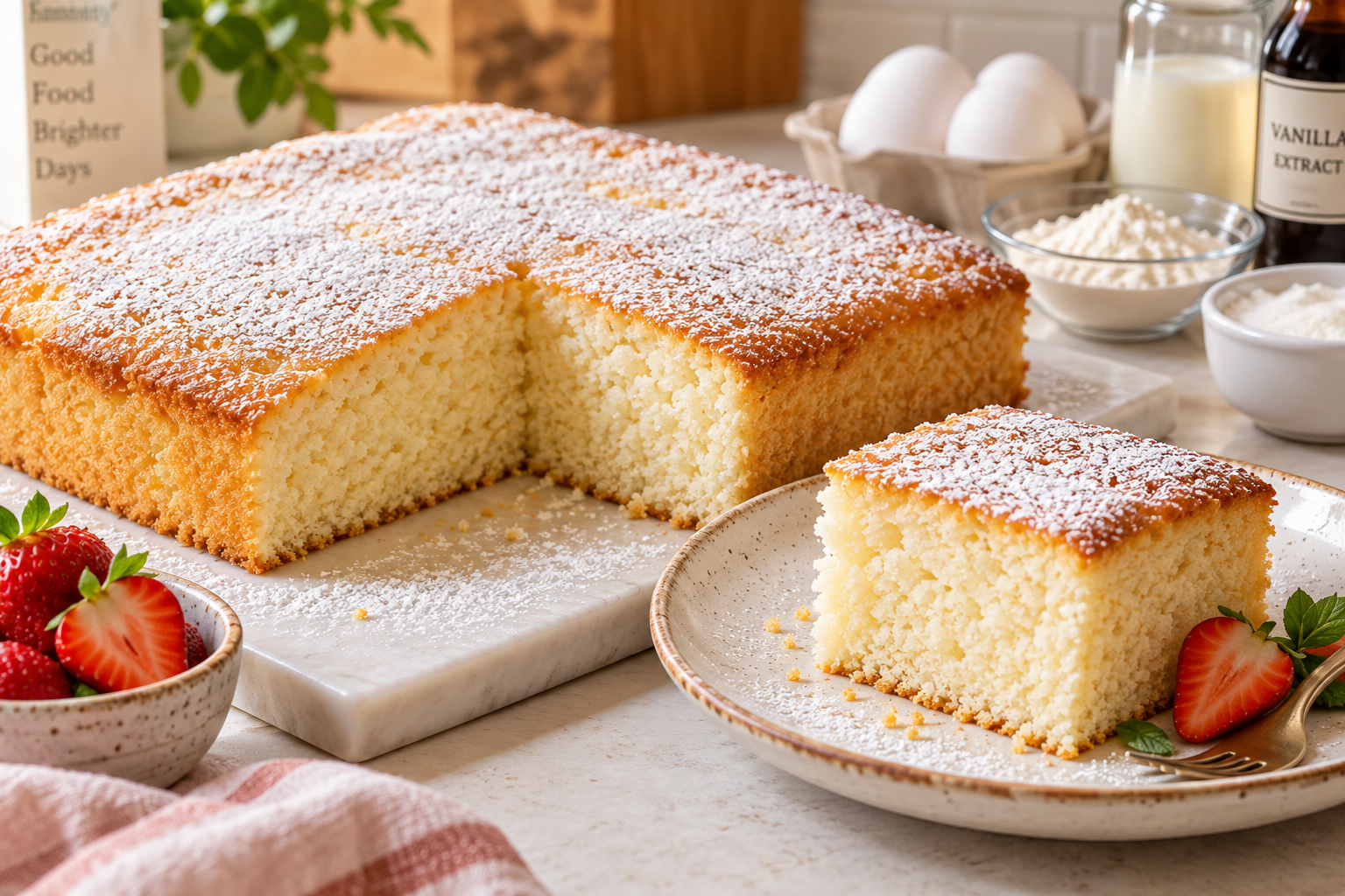 Easy vanilla egg white cake made with four egg whites