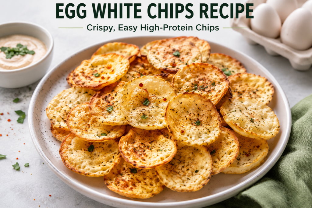 Crispy egg white chips with savory seasoning on a plate